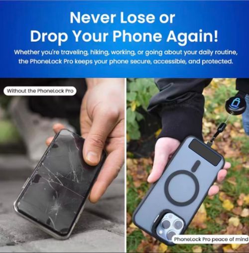 cell phone lanyard，Phone Strap with Locking Carabiner for Skiing, Hiking,Anti-theft Phone Tether，Retractable Cell Phone Strap with Steel Cable for any mobile phone