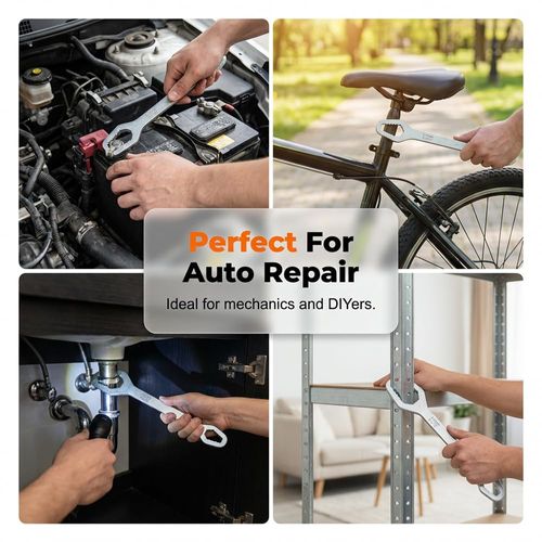 8-22mm Double-Ended Multifunctional Universal Wrench, 2026 New Self-Adjusting Wrench Set All in One Tool, Outdoor Riding Home Car Repair Tools for Auto Repair (Black+Silvery)