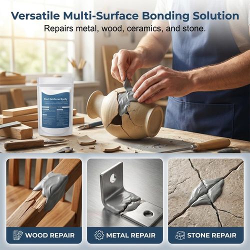 500g Steel Reinforced Epoxy Putty, Easy Operation, High Strength & Strong Adhesion, Excellent Restoration, Waterproof Heat Resistant Drillable, Permanent Repair Putty for Metal Wood Ceramic Concrete Plastic PVC Pipe Leaks Cracks Holes & Broken Parts fat