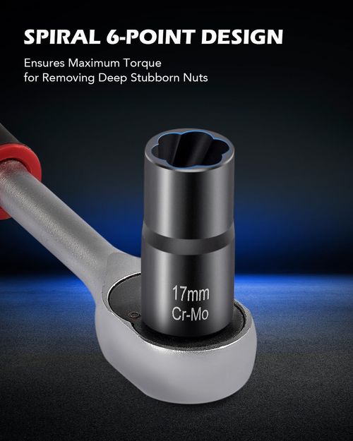 Lug Nut Remover, 5 Counts Wheel Lock Removal Kit, Drive Impact Bolt Nut Extractor for Removing Stripped, Damaged,