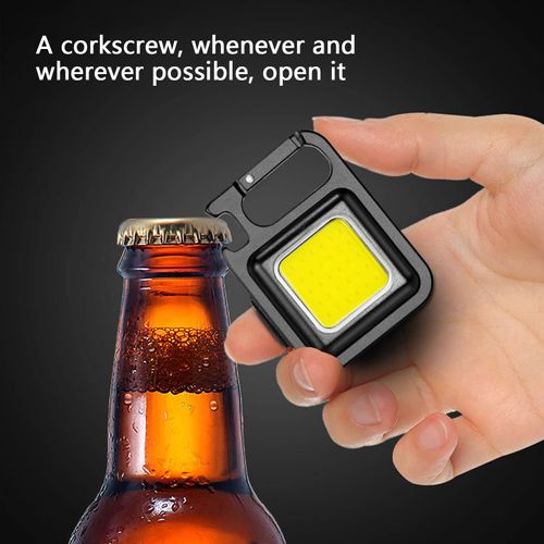 COB Rechargeable Keychain Flashlight, High Lumen Super Bright LED Work Light with Magnet,Clip,Bottle Opener for Dog Walking,Car Repair, Emergency,Camping,EDC