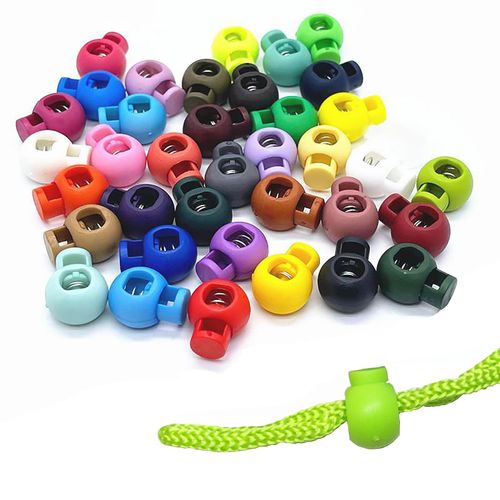 Plastic Cord Locks for Drawstrings Shoelaces, 100 Pcs Adjustable Round Cord Stops for Paracord, Backpacks