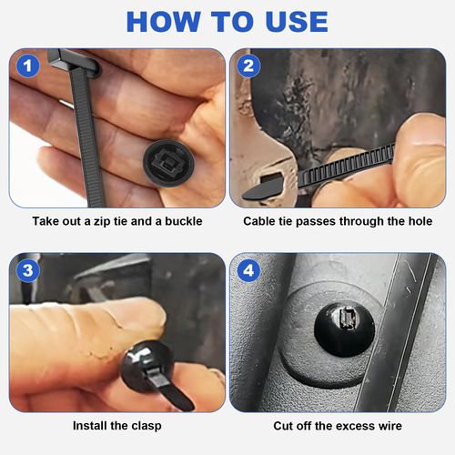 Nylon Universal Cable Tie Buckle for Car, Automotive Zipper Clips, Push Pin Clip Multipurpose Plastic Cable Ties Tool, Snap-Fit Ziptie Bumper Retainer Fender Liner Door Panel Fastener (100PCS)