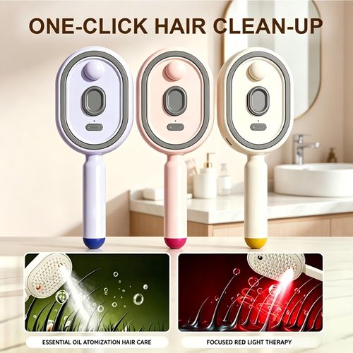 2026 Upgrade Electric Spray Air Cushion Massage Comb, 5-in-1 Self-Cleaning Steam Brush for Hair, Anti-Tangle Gloss Detangling Air Cushion Brush for Dry Frizzy Long Short Women Hair