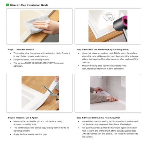 3 Rolls Caulk Tape Self Adhesive, Toilet Caulking Strip Waterproof, Sealant Tape for Bathroom, Bathtub, Toilet, Shower, Countertop, Floor Tile, Wallpaper, with Sealing Tool (1.5" x 10.5Ft)