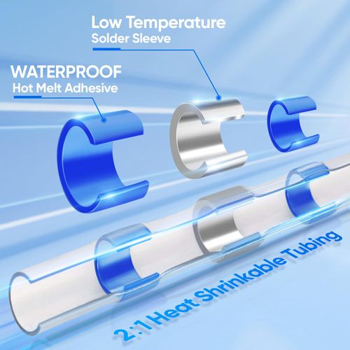 150 Pcs Solder Seal Wire Connectors, Heat Shrink Butt Splice | Waterproof & Insulated, No Crimping Tool Required, Weatherproof Solder Connectors for Automotive, RV and Home Electrical