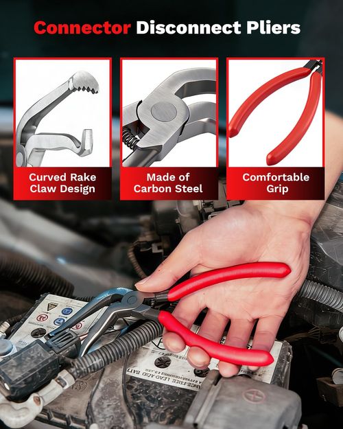 Electrical Disconnect Pliers & Connector Removal Tool Set 5PCS Precision Tips, Comfortable Non-Slip Grips, Reaches Tight Spaces, Reduces Connector Damage, Ideal for Auto Repairs