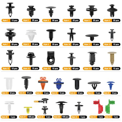 Car Push Retainer Clips & Auto Fasteners Assortment Popular Sizes Nylon Bumper Fender Rivets, 975Pcs Clips+ Remover