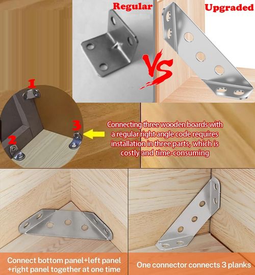 Furniture Corner Connector - 20PCS Universal Stainless Steel L Brackets with a total of 110 screws for Wood,Hardware Metal Angle Bracket Corner Braces,L Bracket for Shelves,Table,Cabinet,Drawer,Corner Brackets for Wood