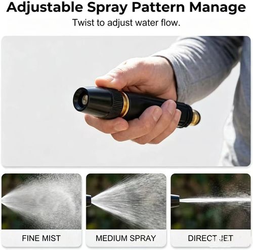 Upgrade Home High Pressure Car Wash Water Gun, 2026 New Adjustable Booster High Pressure Hose Nozzle，Adjustable Spray Patterns, for Watering Plants and Vegetables, and Car Washing