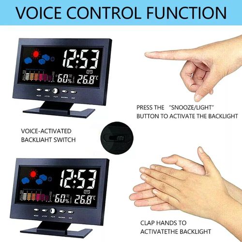 Weather Clock , Weather Station Wireless Indoor Thermometer Temperature Desk Digital Alarm Clock Weather Thermometer LED Temperature Humidity Monitor