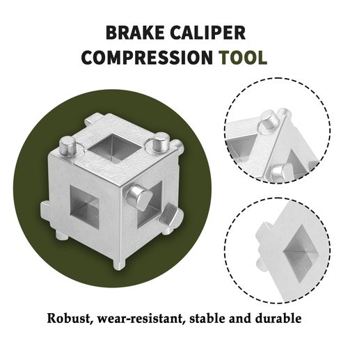 Cube Brake Caliper Compression Tool,Steel Brake Caliper Tool Car Rear Disc Brake Piston Tool,Specialized Car Accessories Brake Piston Tool Adaptor Fits 3/8" Square Driver