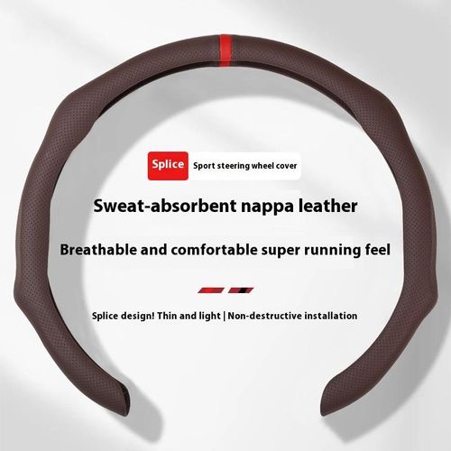 Car Steering Wheel Cover Napa Leather Non Slip Vehicle Steering Wheel Cover Protector Quick Install Comfy Automotive Interior Decor Universal fit 14½ -15 inches Car Pickup SUV