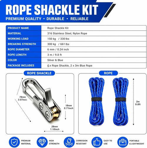 Paracord Adjusters（6-Pack）,Rope Tightening Tool & Tensioner,Rope with Roller Tensioner Heavy-Duty Tie Down for Camping, Tarps, Guy Lines, Boating, Cargo Bundling, & Outdoor Gear