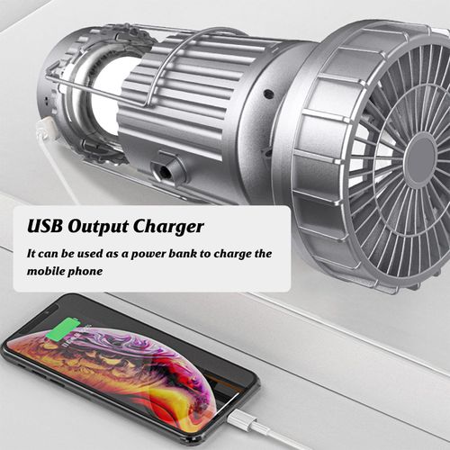 Solar Camping Lantern with Fan,Rechargeable Camping Fans Charging for Phone, Battery Operated Light for Hurricane Power Outage Tent Emergency Camping Gear Must Haves