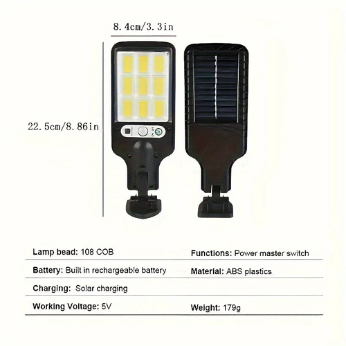 Brand New Solar Street Light, Outdoor Solar Light, with Transparent LED Reflector, Remote Control, IP44 Human Body Sensor, Outdoor Fence, Garden, Courtyard Wall Light