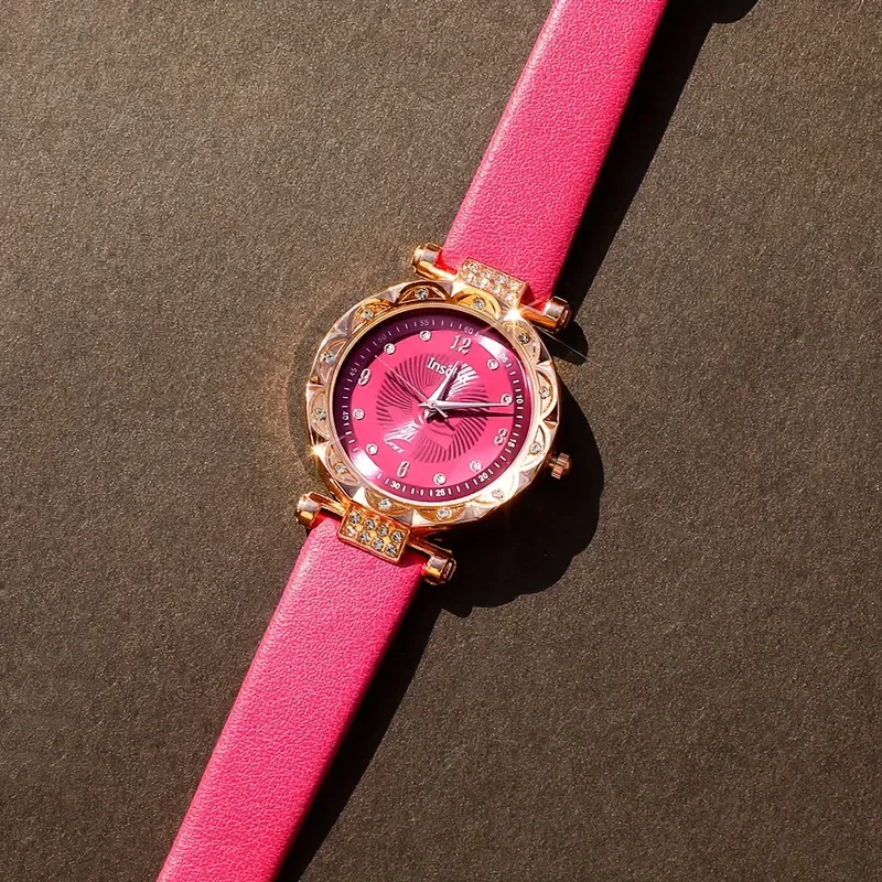 5pcs set Women Fashion Retro PU Leather Band Quartz Watches+Crystal Jewelry Set  50% off for a limited time