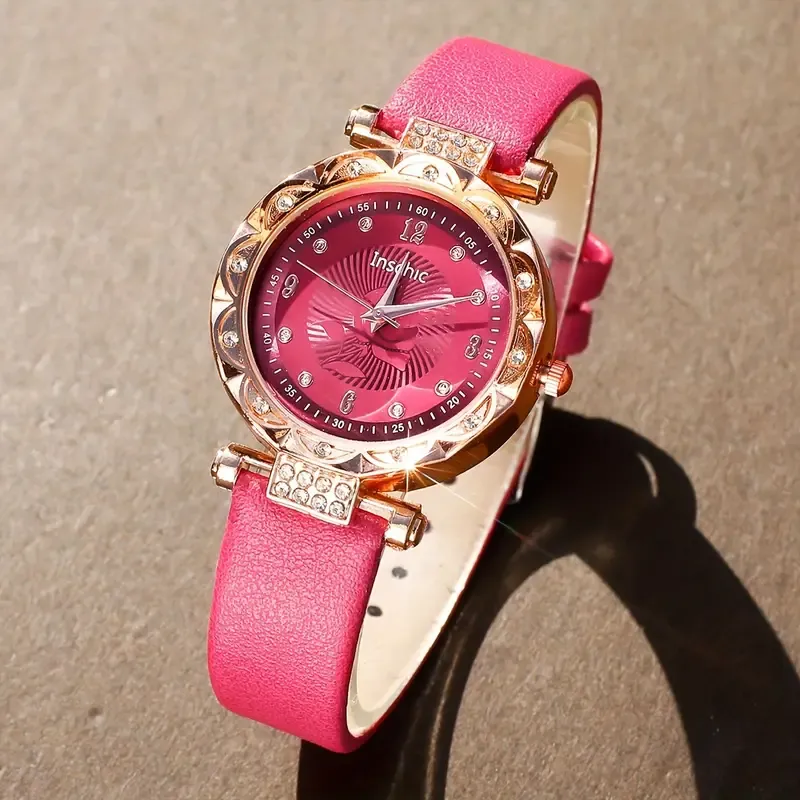 5pcs set Women Fashion Retro PU Leather Band Quartz Watches+Crystal Jewelry Set  50% off for a limited time