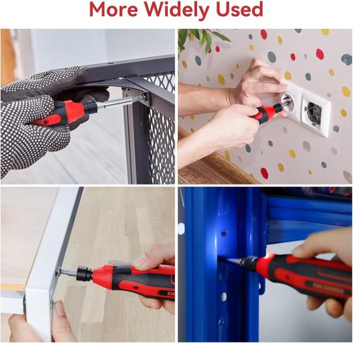 Cordless Screwdriver USB Rechargeable 4V 400RPM Electric Screwdriver Set with 42 Drill Bits LED Work Light Carrying Box