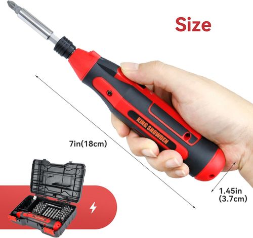 Cordless Screwdriver USB Rechargeable 4V 400RPM Electric Screwdriver Set with 42 Drill Bits LED Work Light Carrying Box