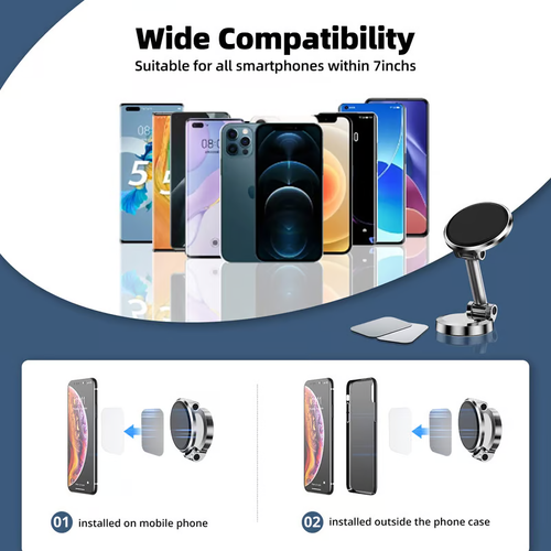 Magnetic phone holder, strong vacuum adsorption, provides stable support. 📱✨Multi-angle adjustment, simple and stylish lines, quick and easy installation. Suitable for cars, homes and offices, multi-functional and reliable, enhance the mobile phone experience! 🔄📌