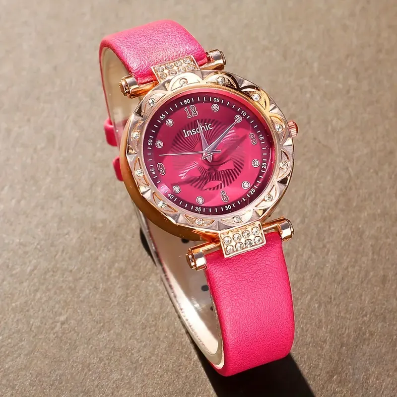5pcs set Women Fashion Retro PU Leather Band Quartz Watches+Crystal Jewelry Set  50% off for a limited time