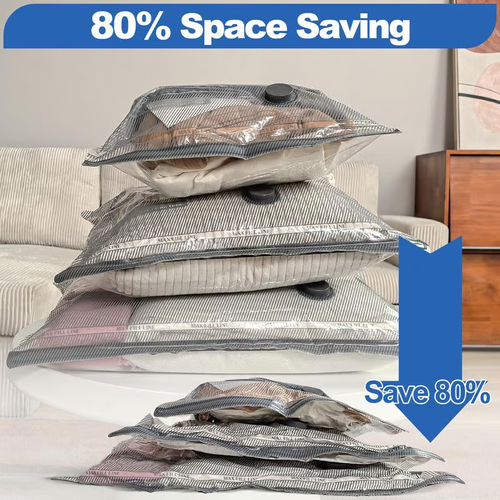 6 Pack Lightweight Travel Bags with USB Electric Pump | Compact Vacuum Storage Bags for Clothes | Space Saver Compression Bags for Travel