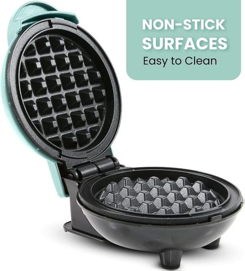 Electric Nonstick 4.5-inch Mini Waffle Maker, Belgian Waffles, Compact Design, Hash Browns, Keto, Snacks, Sandwich, Eggs, Easy to Clean, Mint Snowflake Waffle Panini Maker