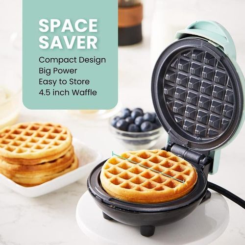 Electric Nonstick 4.5-inch Mini Waffle Maker, Belgian Waffles, Compact Design, Hash Browns, Keto, Snacks, Sandwich, Eggs, Easy to Clean, Mint Snowflake Waffle Panini Maker