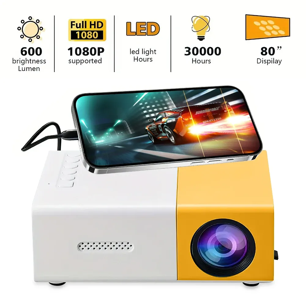 🔥🔥 ultra HD projector.YG 300PRO It is powered by a power bank via USB.Turn this high-definition smart projector into a mobile cinema.