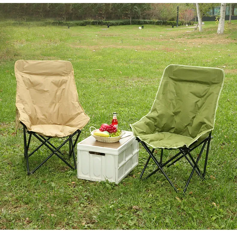 Cadeira de lua de encosto alto ao ar livre portátil pode sentar-se e deitar cadeira ao ar livre viagem camping cadeira dobrável portátil cadeira de praia espreguiçadeira