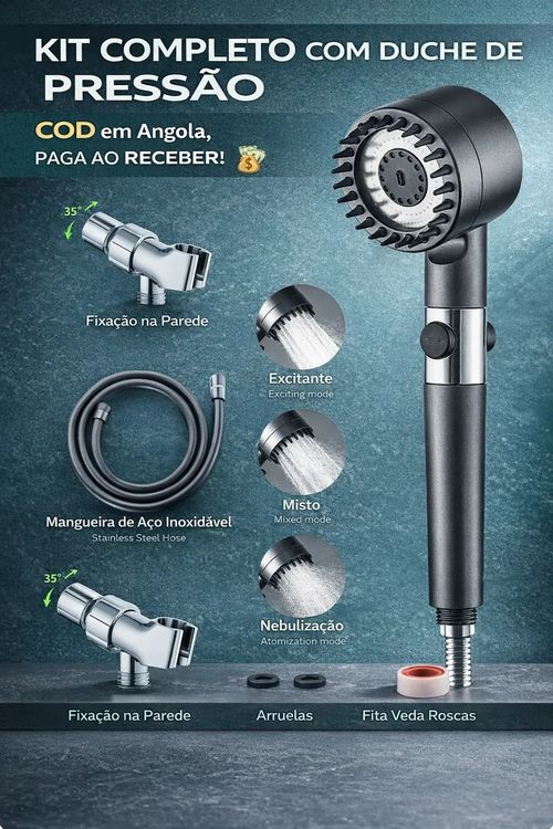 🚿 Chuveiro Turbo de Alta Pressão com Filtro 💦 | Água Forte e Mais Limpa