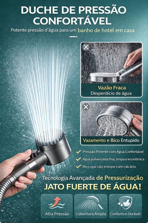 🚿 Chuveiro Turbo de Alta Pressão com Filtro 💦 | Água Forte e Mais Limpa