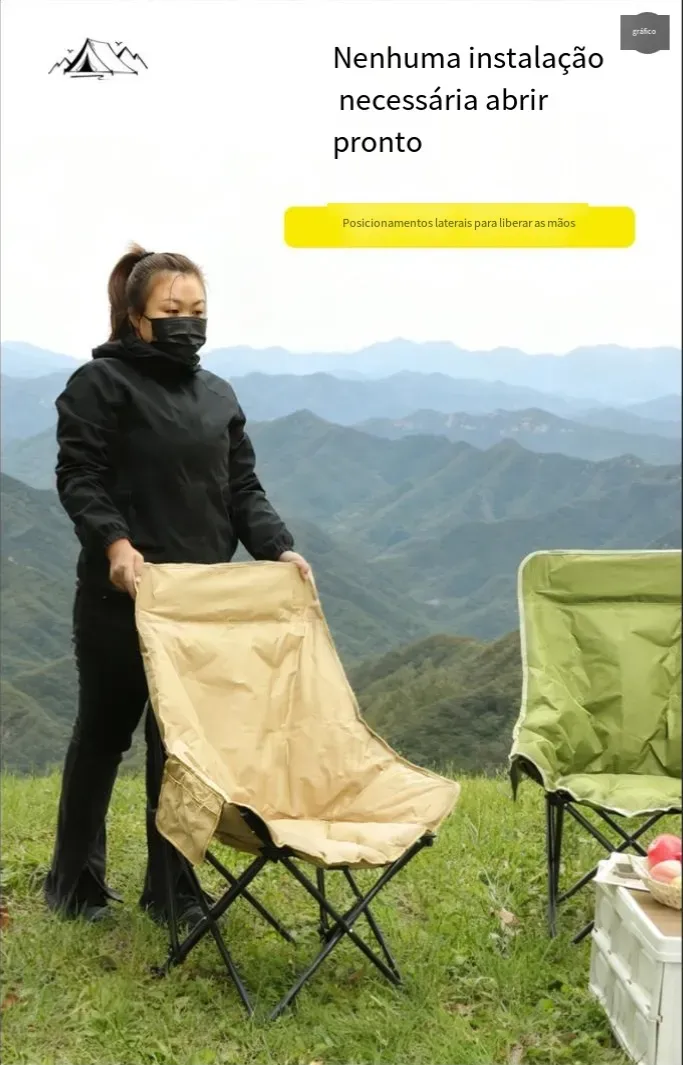 Cadeira de lua de encosto alto ao ar livre portátil pode sentar-se e deitar cadeira ao ar livre viagem camping cadeira dobrável portátil cadeira de praia espreguiçadeira