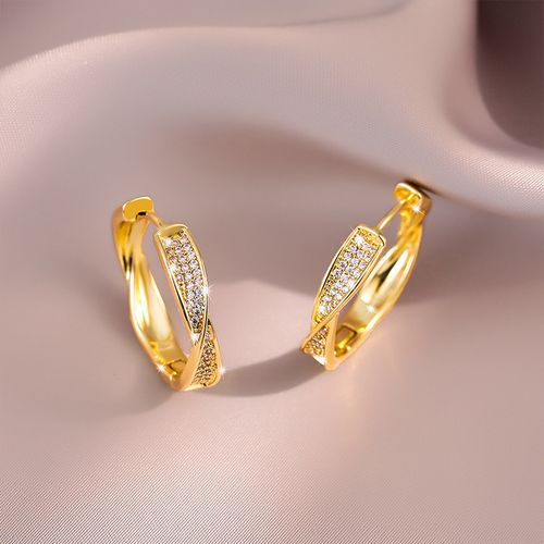 Micro-Set Cubic Zirconia Twist Earrings
