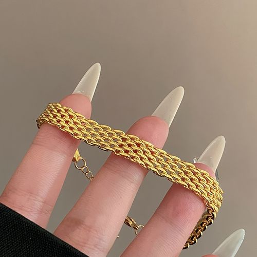 Waterproof Chunky Chain Bracelet for Women -  Gold Plated Trendy Adjustable Chain Bracelet - Lightweight Stainless Steel Jewelry