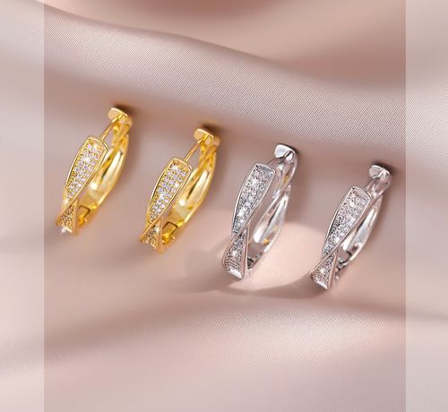 Micro-Set Cubic Zirconia Twist Earrings