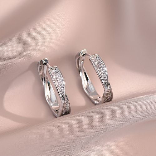 Micro-Set Cubic Zirconia Twist Earrings