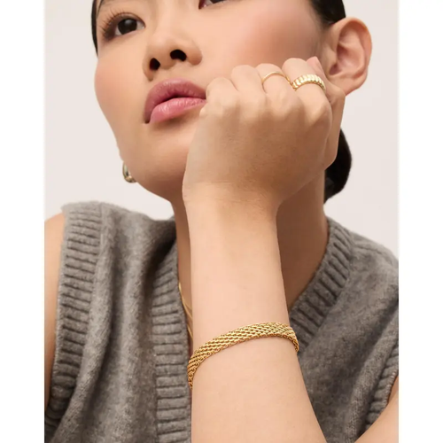 Waterproof Chunky Chain Bracelet for Women -  Gold Plated Trendy Adjustable Chain Bracelet - Lightweight Stainless Steel Jewelry