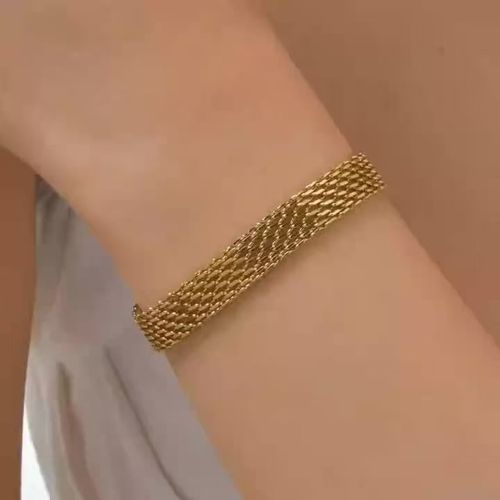 Waterproof Chunky Chain Bracelet for Women -  Gold Plated Trendy Adjustable Chain Bracelet - Lightweight Stainless Steel Jewelry