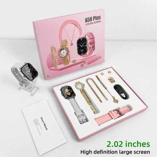 Relógio inteligente A58 Plus com relógio casual feminino + conjunto de colar disponível 💫