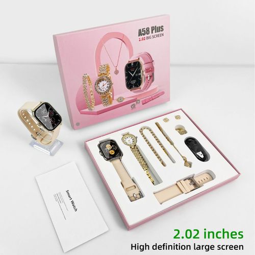 Relógio inteligente A58 Plus com relógio casual feminino + conjunto de colar disponível 💫