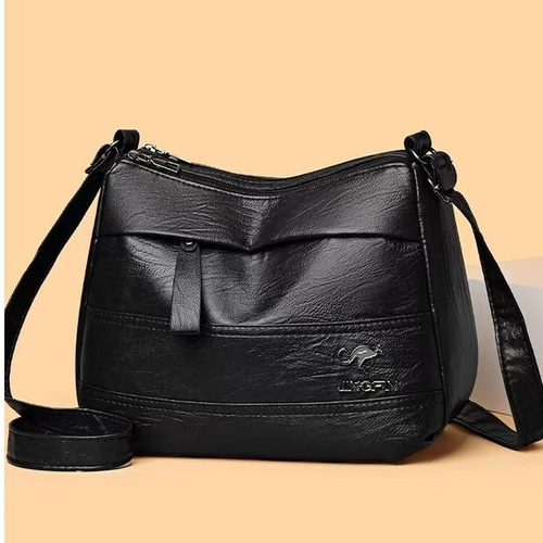 Bolsa tiracolo vintage em pele macia e grande capacidade