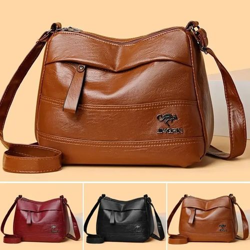 Bolsa tiracolo vintage em pele macia e grande capacidade