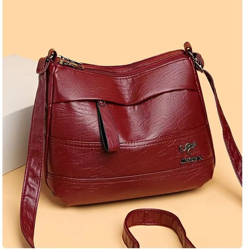 Bolsa tiracolo vintage em pele macia e grande capacidade