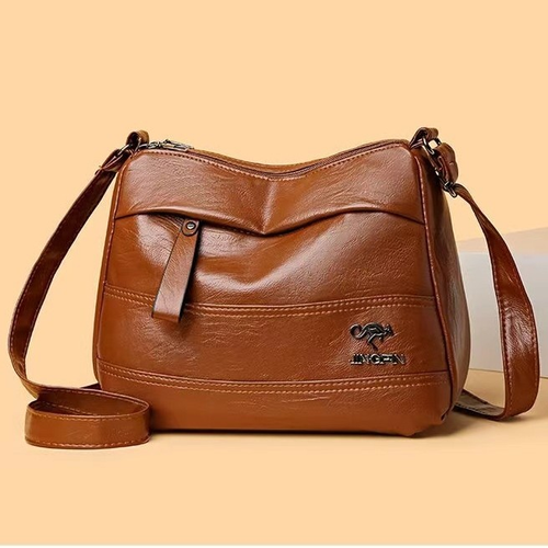 Bolsa tiracolo vintage em pele macia e grande capacidade
