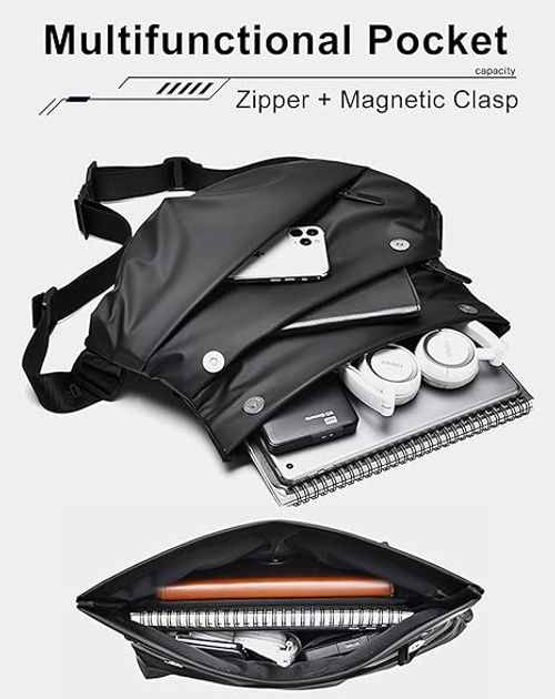 Bolsa Transversal Masculina com Fecho Magnético