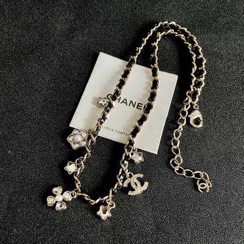 シャンタンスタイル マルチエレメントリザーブ ダイヤモンドインレイネックレス メタル＆レザー素材 ス warovski クリスタル ユニセックス
