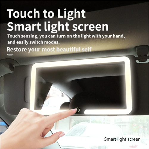 High-Definition Car-Mounted Makeup Mirror with LED Light Sun Visor Fill Light Interior Accessories Stylish Desktop Mirror