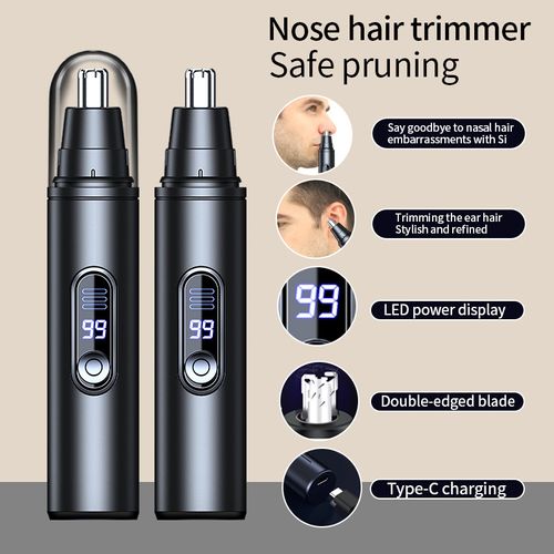 LED Digital Display Nose Hair Trimmer, Electric Men's Nose Hair Clipper with Type-C Charging